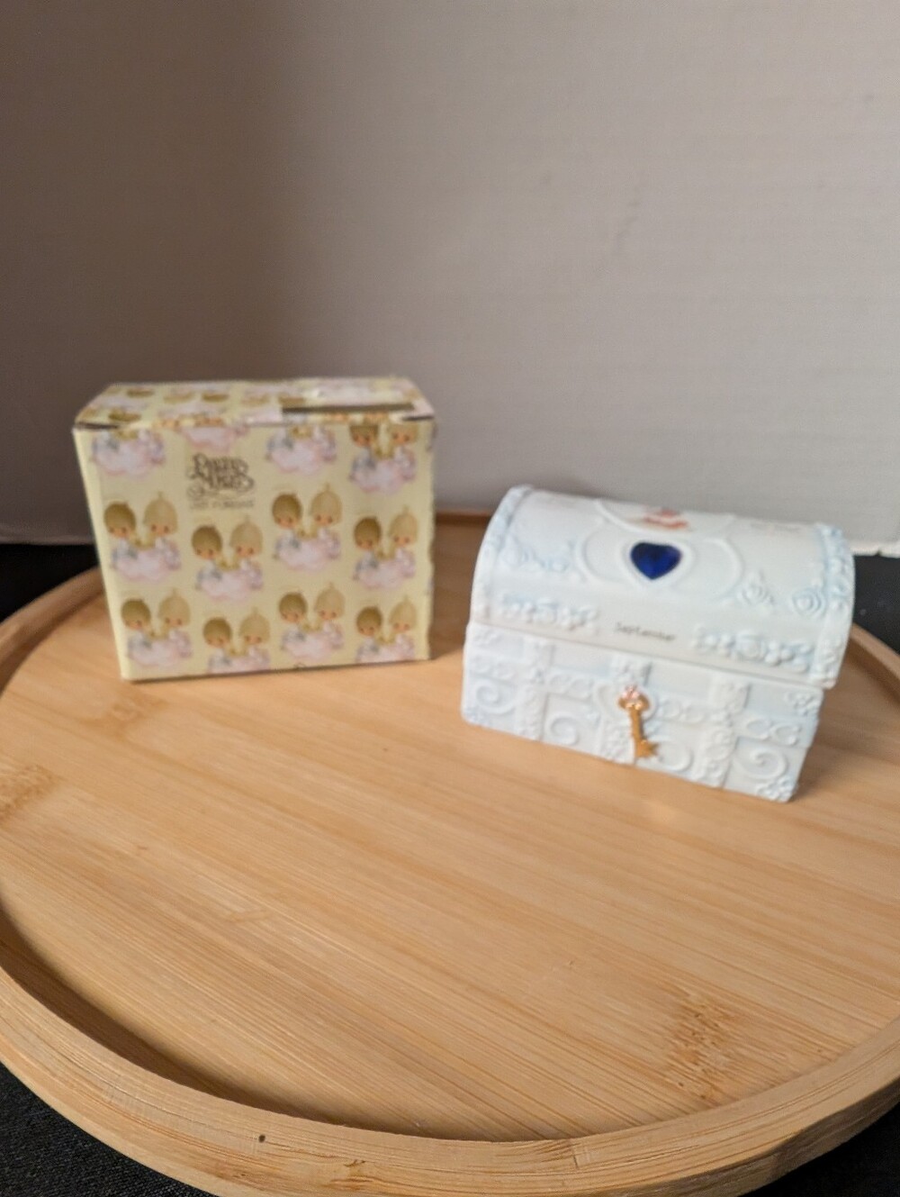 Precious Moments September Keepsake Box Diamond Birthstone Trinket Birthday Gift